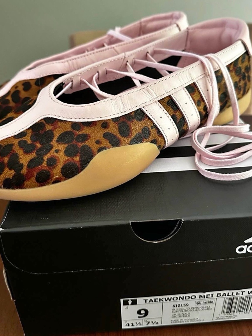 NWOT Adidas Leopard Print Ballet Flat with Light Pink Trim - Picture 2 of 4